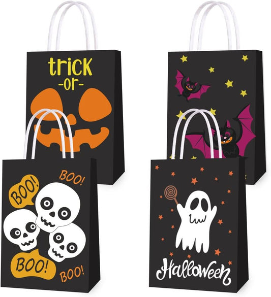 12 Piece Halloween Paper Treat Bags, Trick or Treat Bag Cute Halloween Party Gift Favors Bags