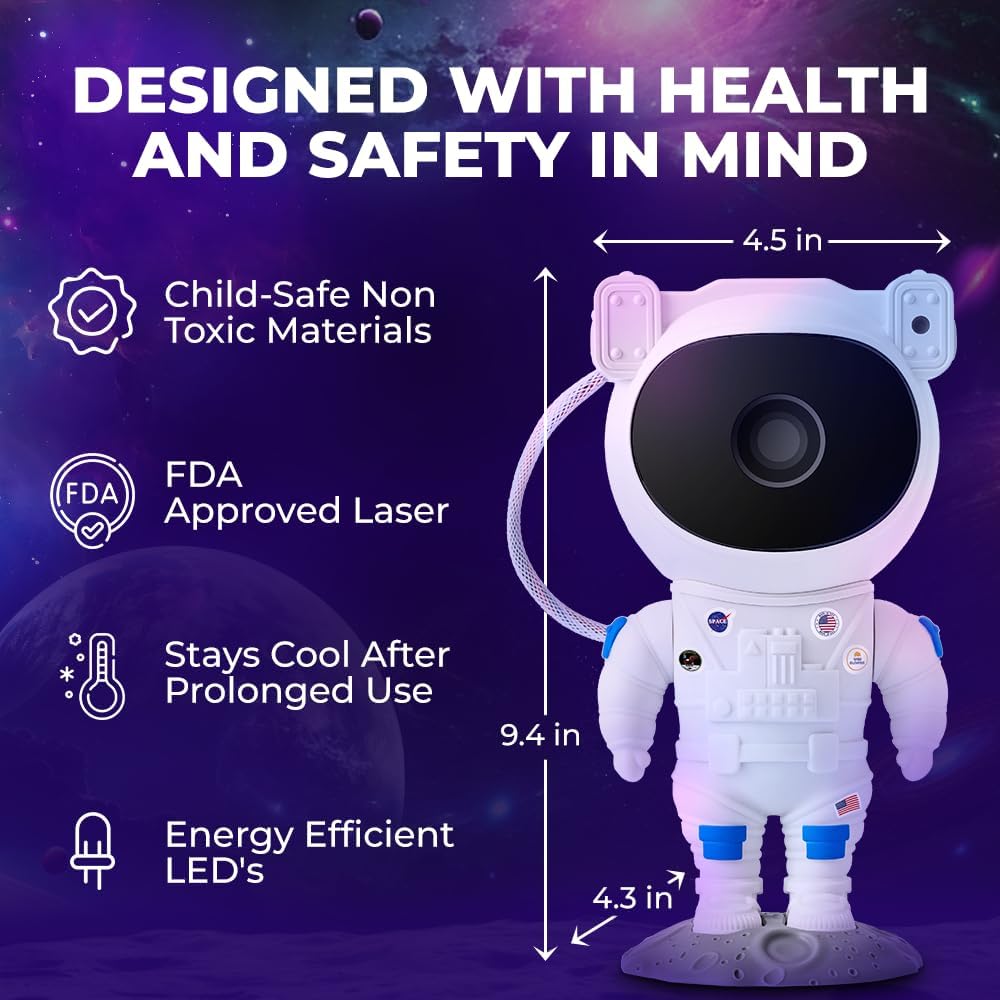 Mind-Glowing Astronaut Galaxy Projector - Spaceman Projector with Remote, Timer, Star & Nebula Modes - Dimmable Astronaut Night Light for Kids Space Decor - Cool Birthday Gift for Any Year Old Boys