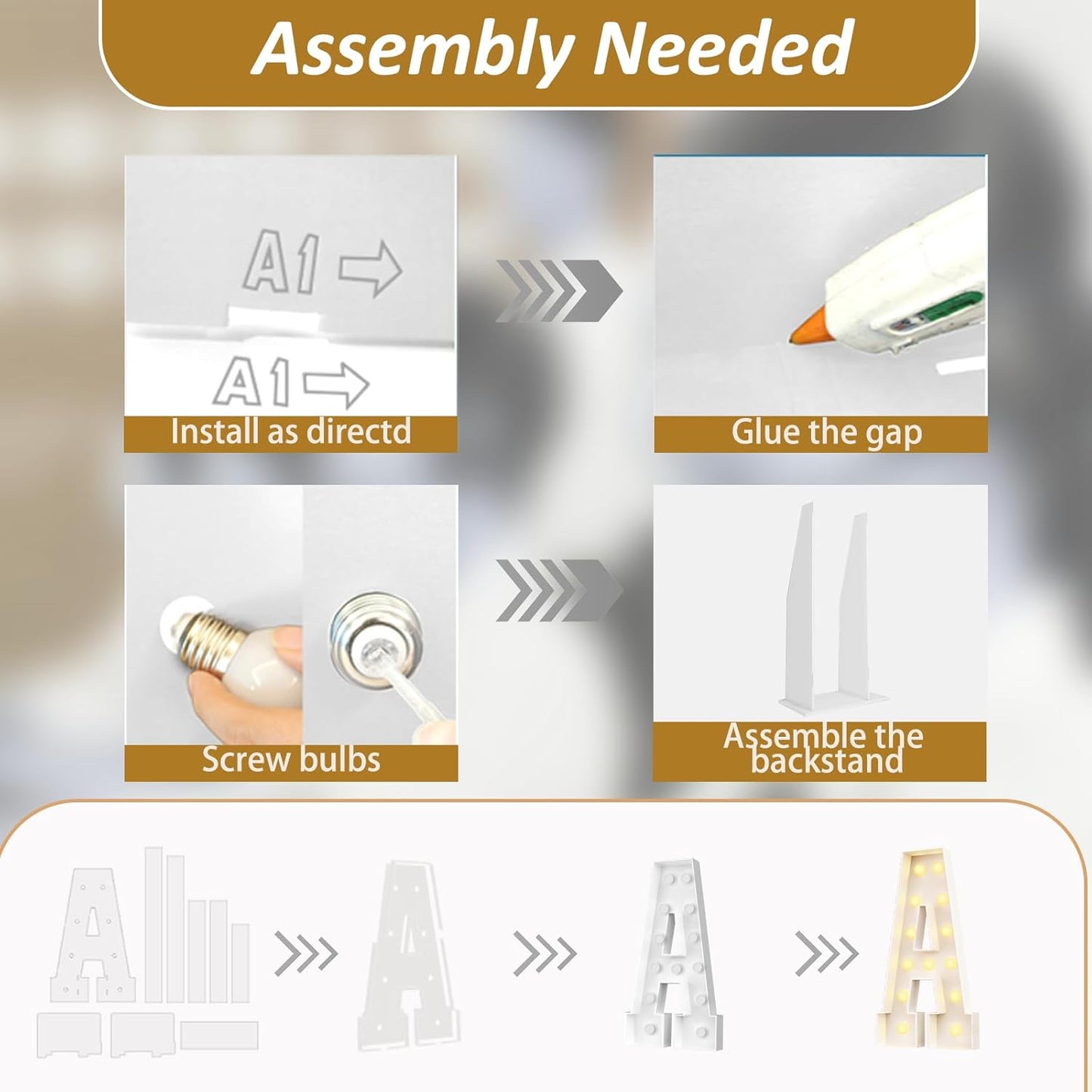 Ledido 4FT Marquee Light Up Letters Large Light Up Letters for Party Decoration, Marquee Letter for Birthday Graduation Baby Shower Wedding, Pre-cut Foam Board Assembly Required Letter Y