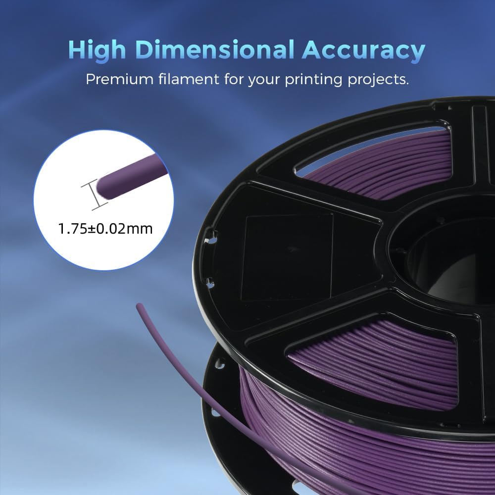 FLASHFORGE Carbon Fiber PLA Filament 1.75mm, Carbon Fiber Reinforced PLA 3D Printer Filament, 1KG Spool Dimensional Accuracy +/- 0.02mm, High Strength & High Abrasion-Resistance (Iris Purple)