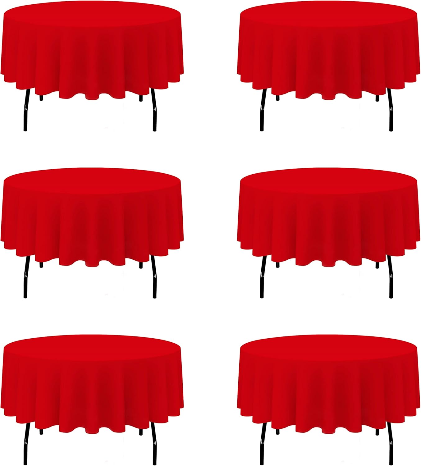 BRILLMAX 6 Pack Red Round Tablecloths 90 Inch - Circle Bulk Linen Polyester Fabric Washable Table Cloth Cover for Wedding Reception Banquet Birthday Party Buffet Restaurant