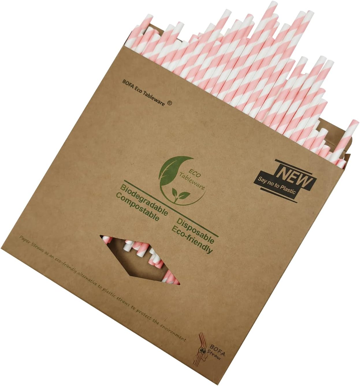 Pink and White Striped Paper Drinking Straws, Cute Pink Girls Shower Straw, Princess Straws, Pastel Stripes Straw for Party Suppliers - Pack of 100