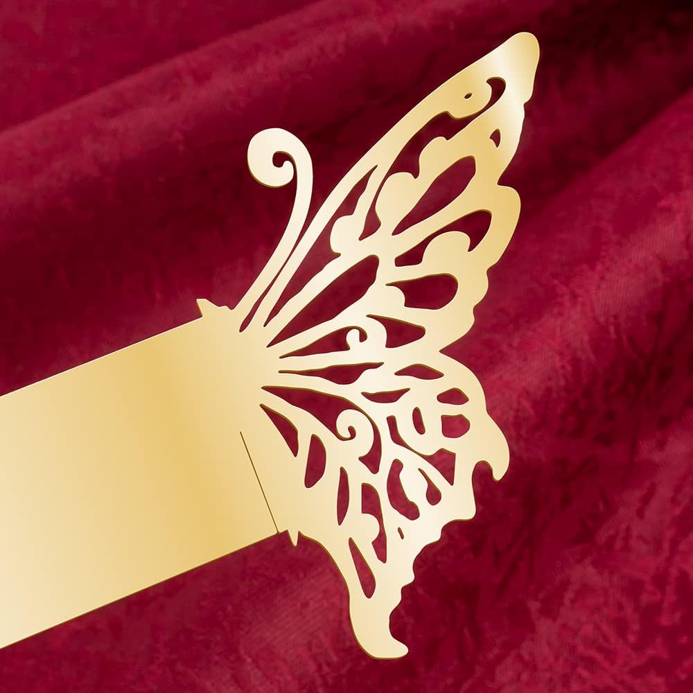 150PCS Butterfly Napkin Rings for Luxury Banquet Style, Reusable Paper Napkin Holders for Wedding Banquet Dinner Table Decor, and Catering Party Services (Gold) (Pack of 2)