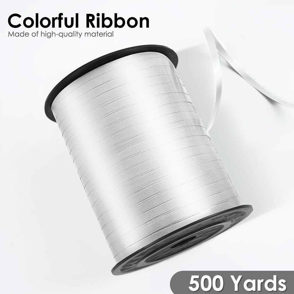 White Curling Ribbon, Balloon String 500 Yard for Gift Wrapping, Curly Ribbons, 3/16" for Florist Flower, Baby Shower, Valentines Day,Birthday
