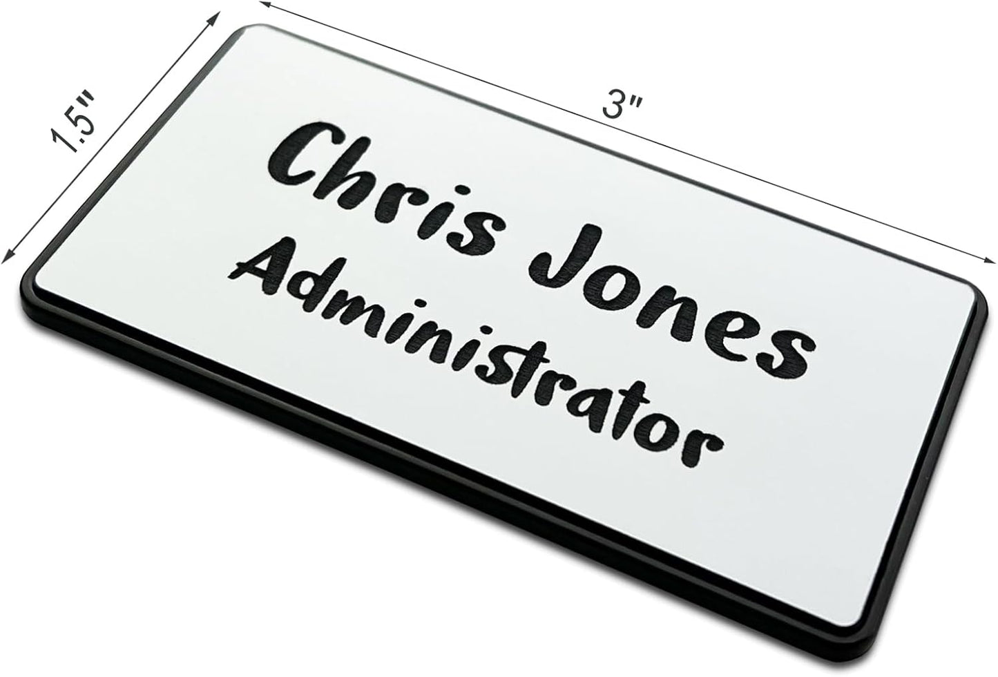 Custom Engraved Name Tag ID Badges Personalized Identification with Pin or Magnetic Clip Adhesive Backing (1.5" x 3")