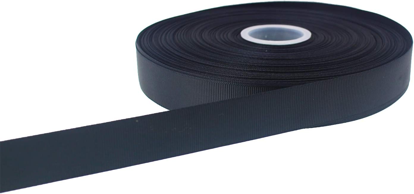 Jesep One Roll 100 Yards 1" Soild Grosgrain Ribbon Boutique Gift Wrapping Package Ribbon, DIY Crafts Bow Hair Headband Accessories Assorted Ribbon#30 (1" 25mm, Black)