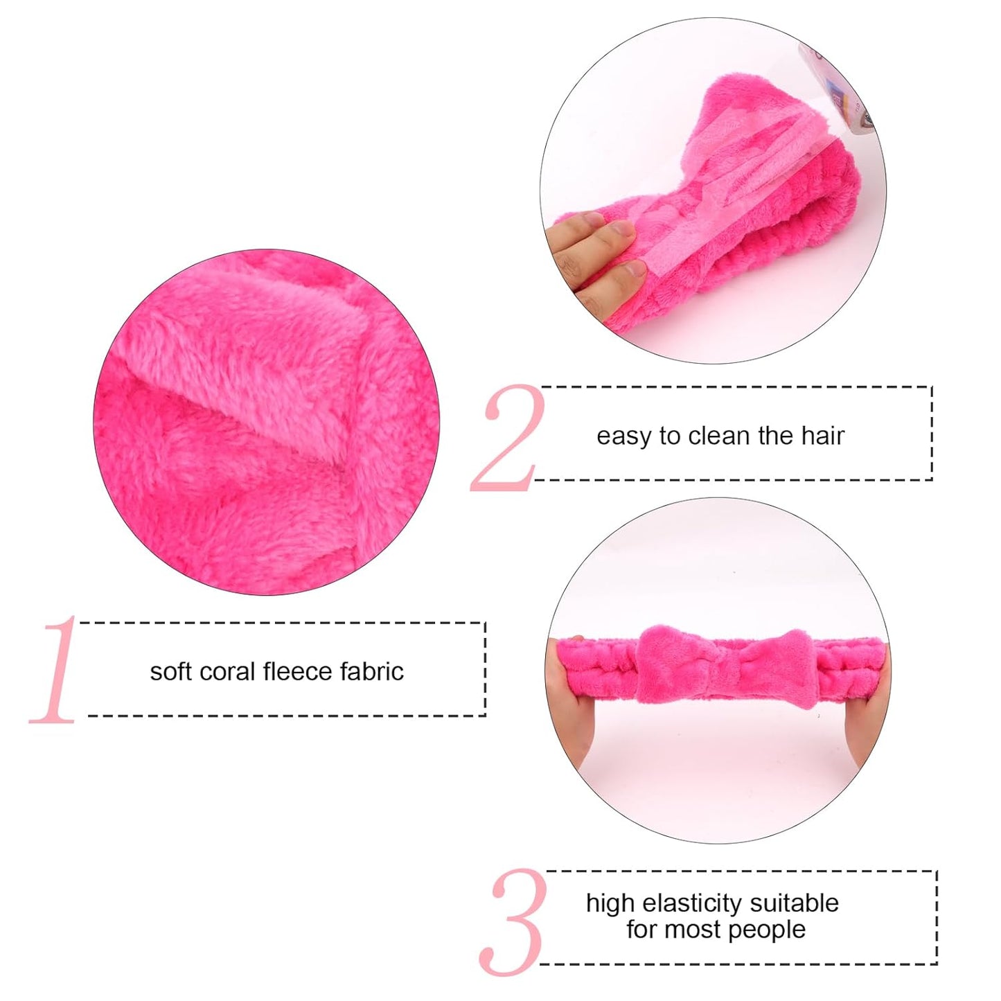 Semato Bachelorette Party Favor Set - Bride & Bridesmaid Spa Headbands (1 Bride + 7 Hot Pink)