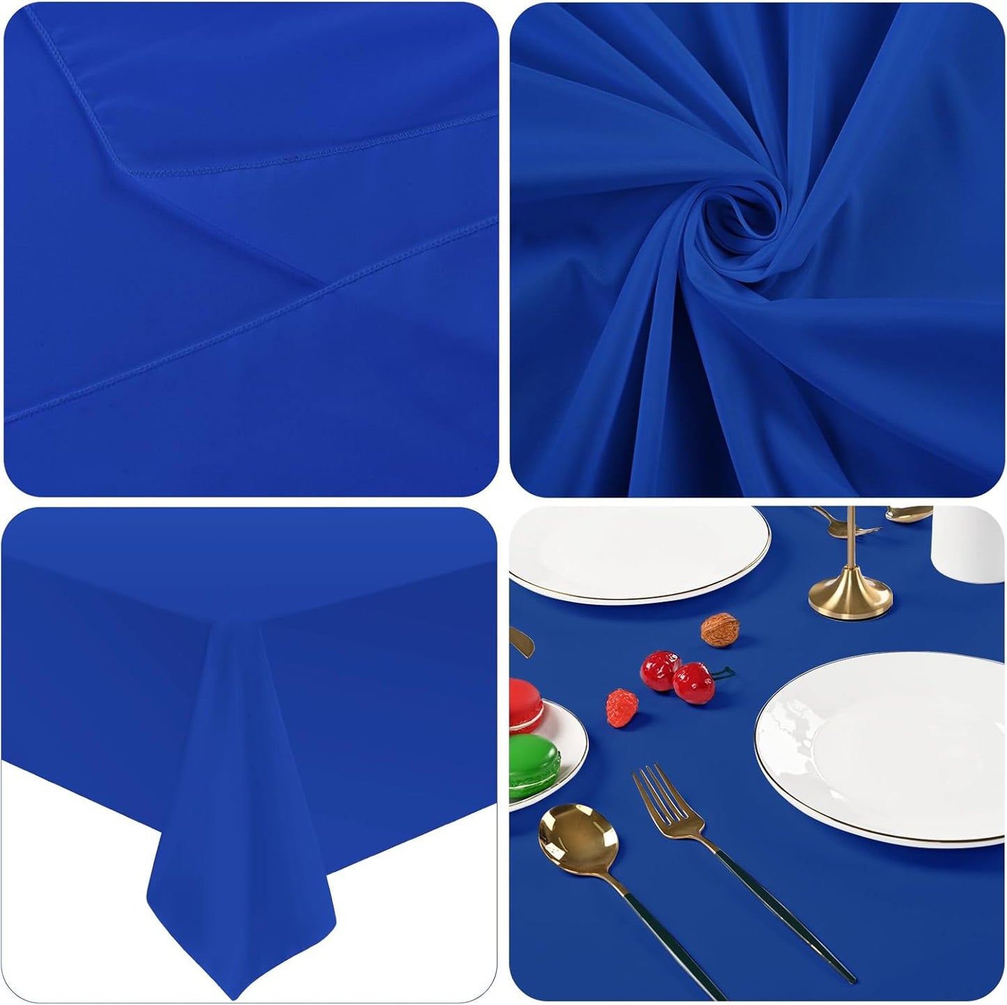 12 Pack Polyester Tablecloth 60 x 102 Inch Royal Blue Tablecloth for 6 Ft Rectangle Tables,Washable Fabric Table Covers Polyester Table Clothes for Wedding Parties Banque