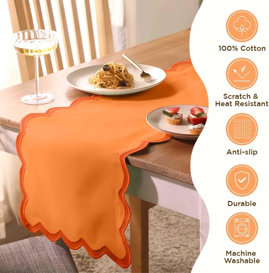 Folkulture Table Runners | Fall Table Runner 72 inches Long | 100% Cotton Table Runner for Fall Decor or Boho Decor | Orange Table Runners for Dining Room | Thanksgiving Decorations for Home