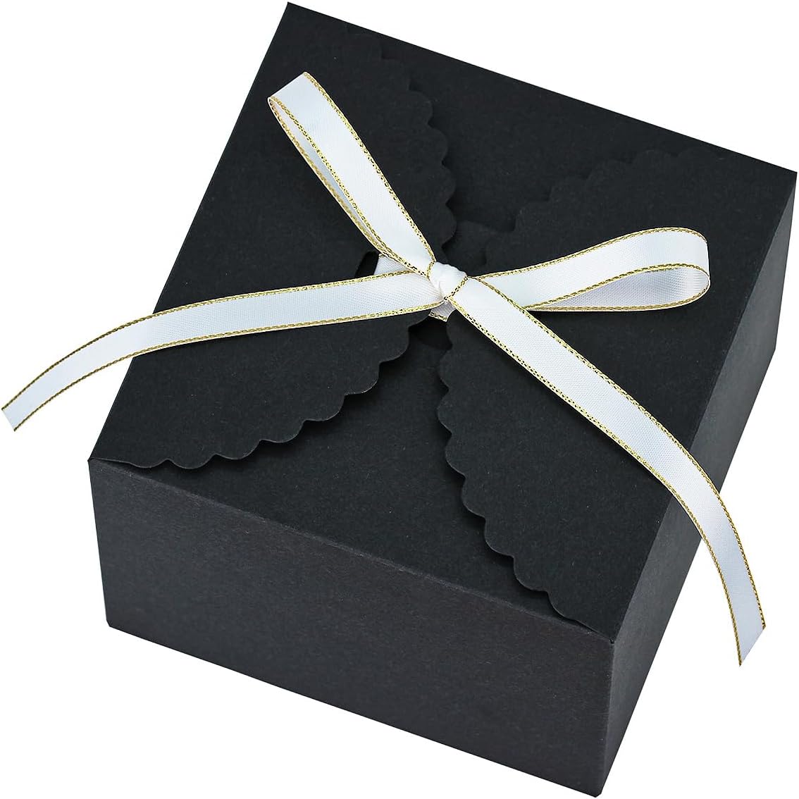 Small Black Boxes for Gifts, 10 PCS Premium Gift Box with Ribbon for Thanksgiving, Anniversaries, Party, Birthday, Graduations, and More(4.75” x 4.75” x 3.53”)