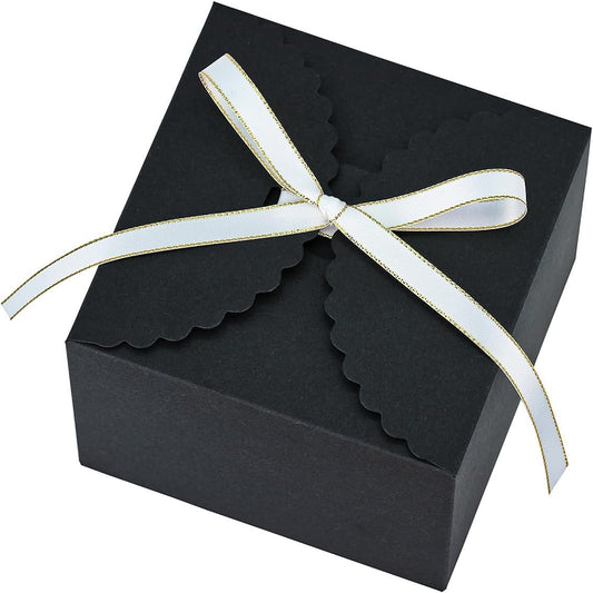 Small Black Boxes for Gifts, 10 PCS Premium Gift Box with Ribbon for Thanksgiving, Anniversaries, Party, Birthday, Graduations, and More(4.75” x 4.75” x 3.53”)