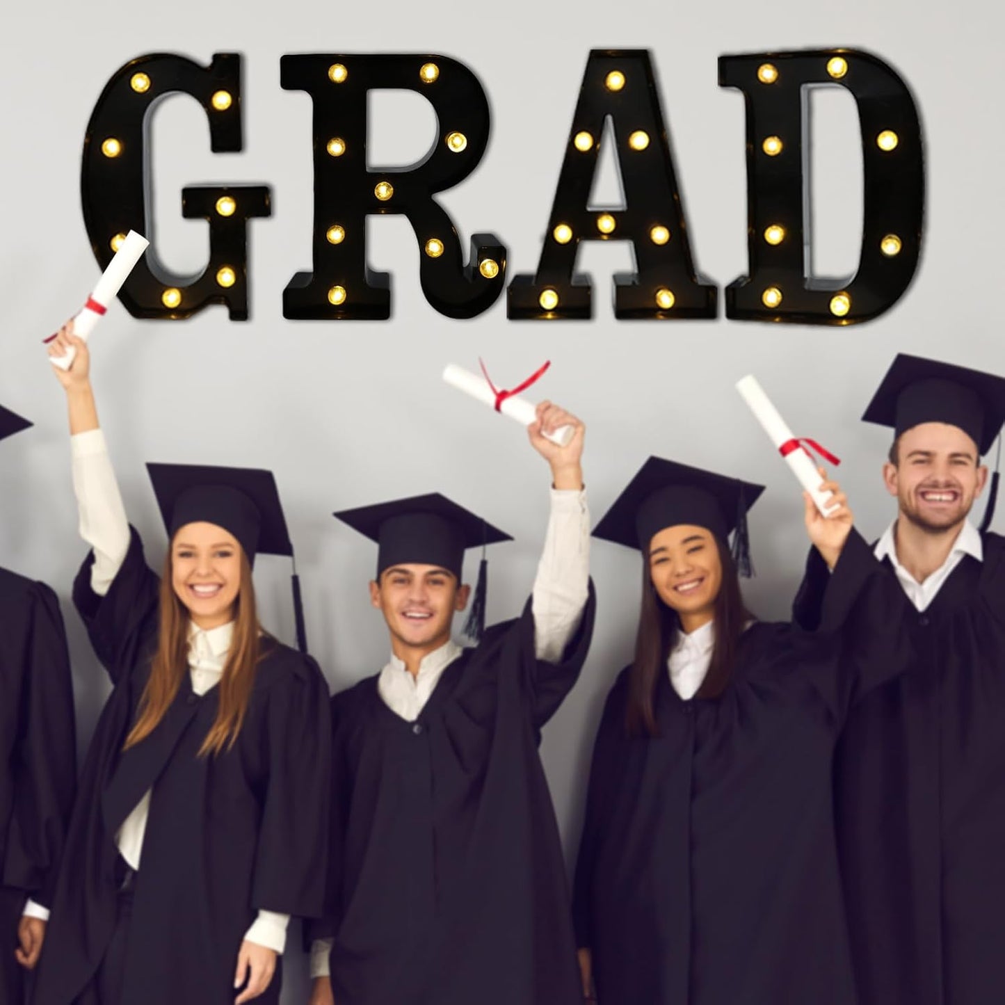 Led Marquee Letters, 8.58 Inch Black Light Up Letters, Small Led Letter Lights, Battery Powered Lighted Letterfor Table, Party, Birthday, Christmas Decor (Black, Letter R)