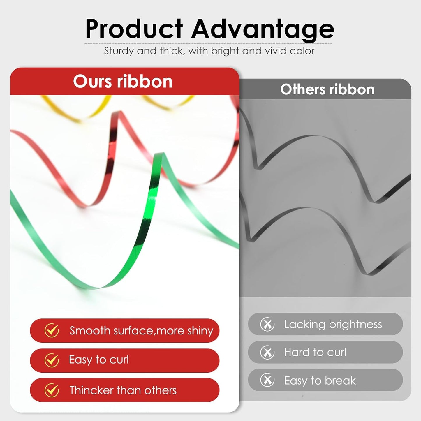 Red Curling Ribbon, 500 Yard for Crafts, Shiny Metallic Iridescent Crimped for Gift Wrapping, Balloons String, Florist Flower (1 Roll)