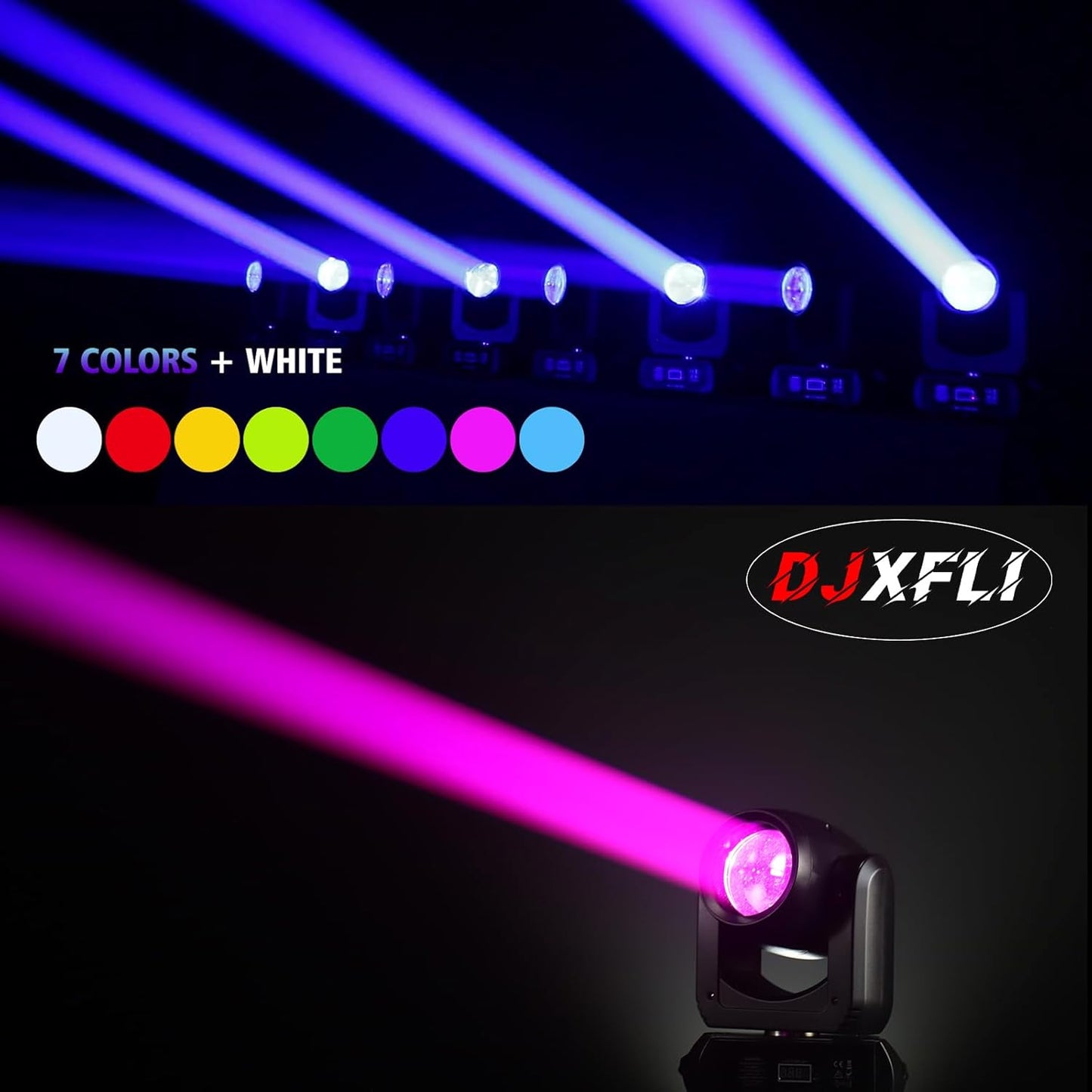 150W Moving Head DJ Lights LED Stage Light Beam Spot Wash 8 Gobos 8 Colors Stage Lighting DMX 512 with Sound Activated for Wedding Live Show Disco Events Party(150W, 1)