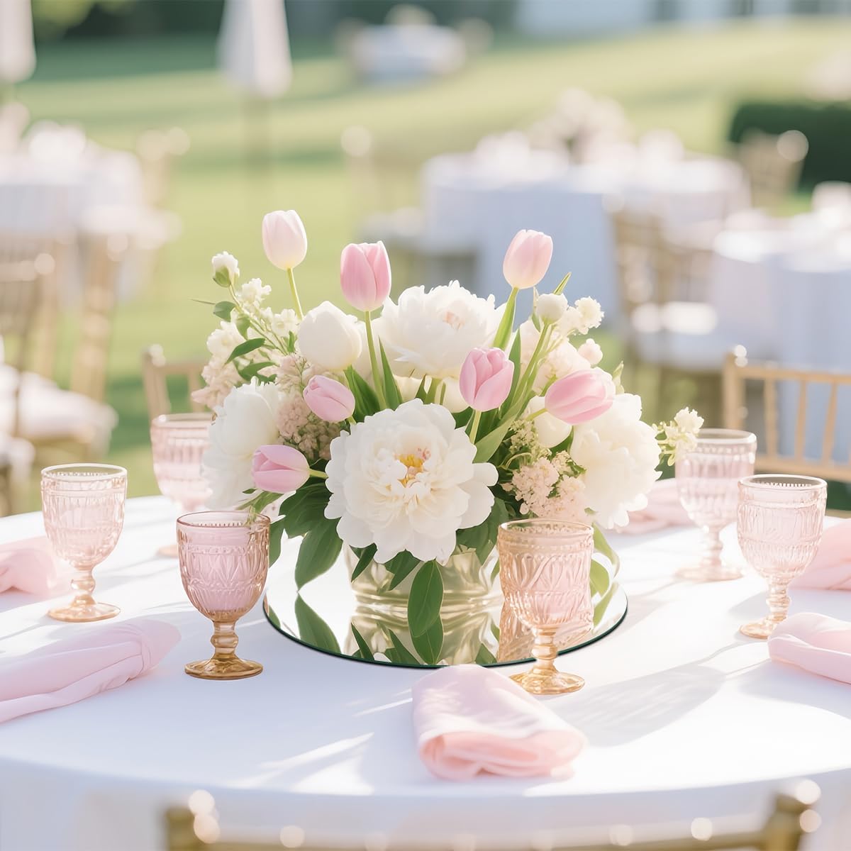 16PCS Acrylic Round Mirrors for Centerpieces Circle Mirror Tiles Candle Plate Set for Table Centerpieces Home Wall Mirror for Wedding Birthday Christmas Table Centerpieces Decorations (10inch +12inch)