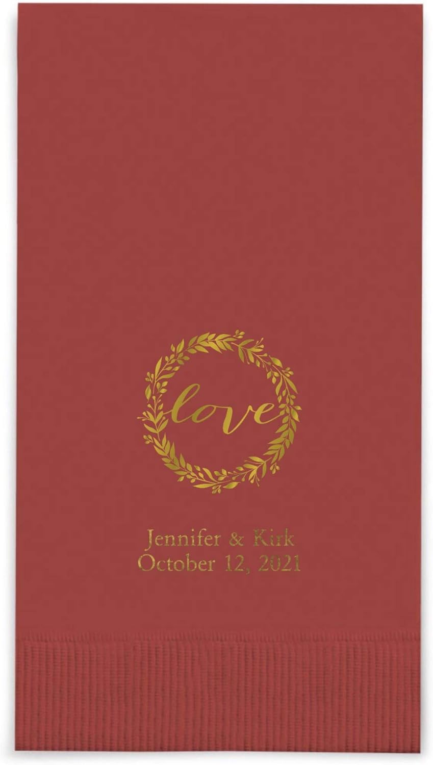 Weddingstar Personalized Printed Paper Napkins 3-Ply 40 Pack Dinner - Rectangular Fold Wine