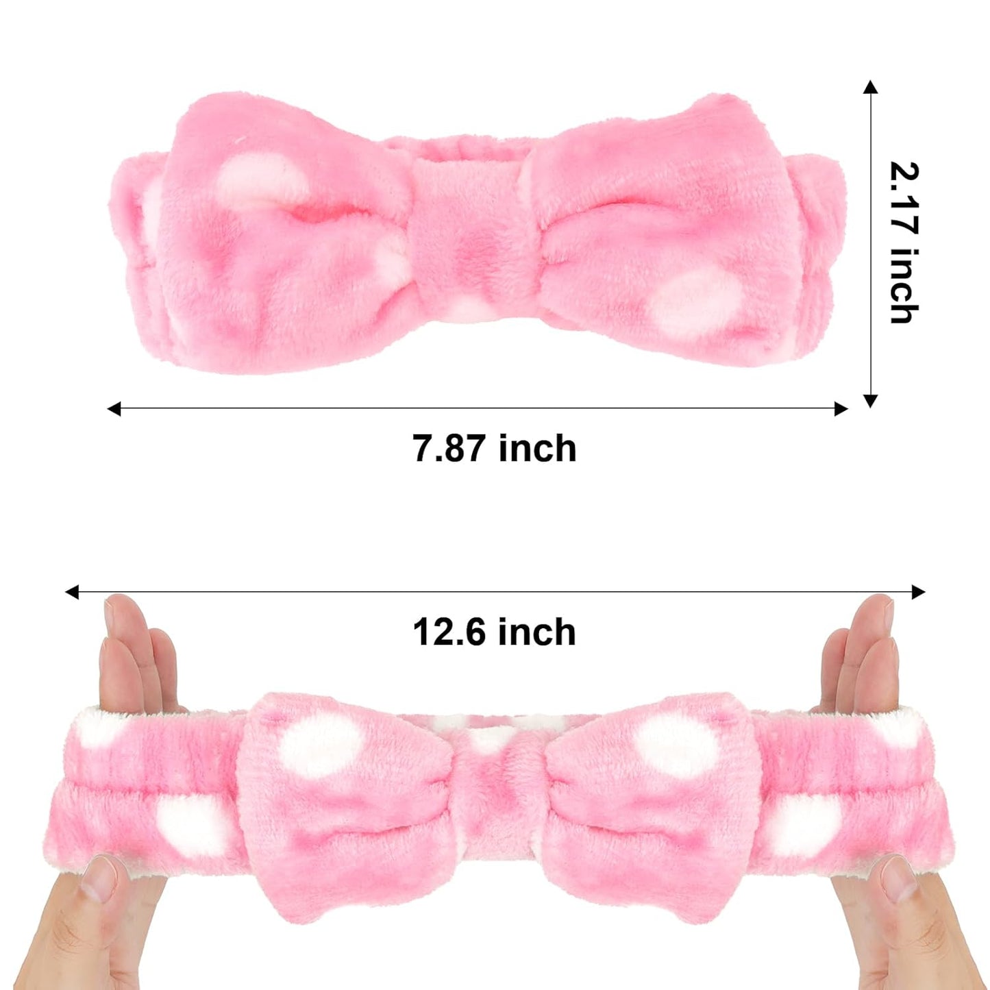 Semato 8 Pcs Pink Spa Headband with Dot Bachelorette Party Favor Set Skincare Headband for Women Gifts Party Supplies (pink dot)