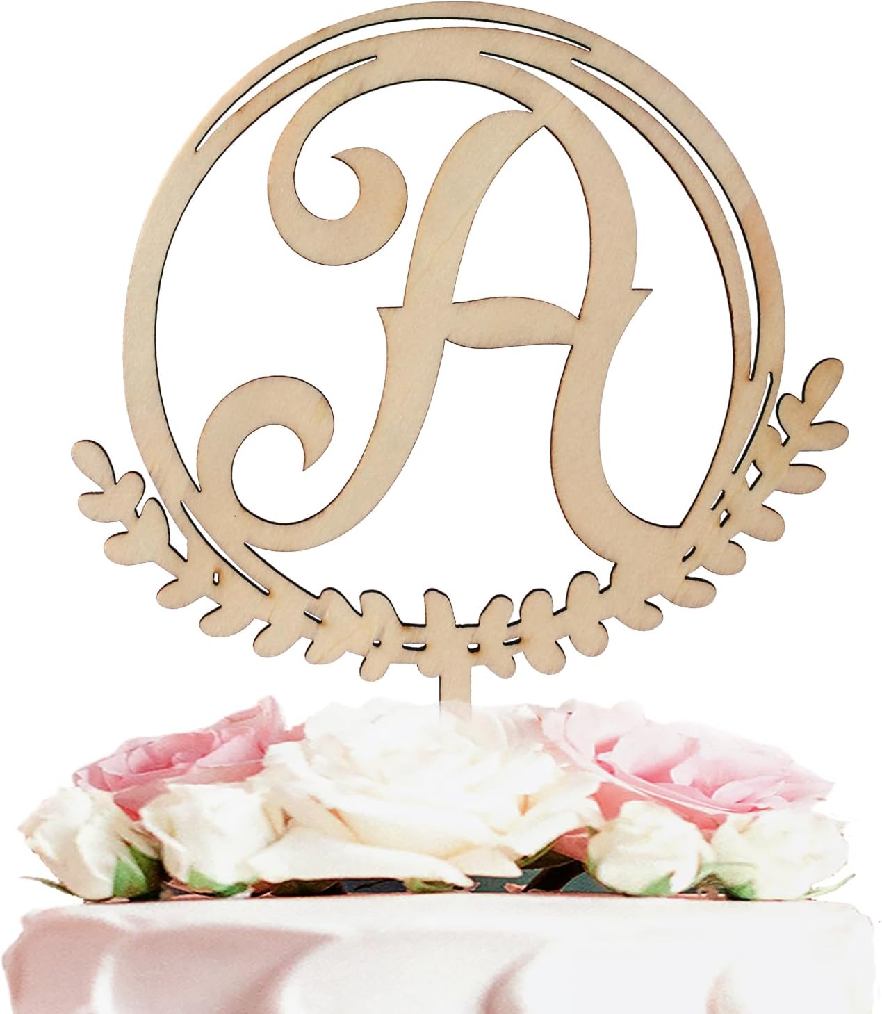 LINGTEER Personalized Inital Letter A Wooden Cake Topper Perfect for Birthday Rustic Wedding Anniversary Party Keepsake Decoration