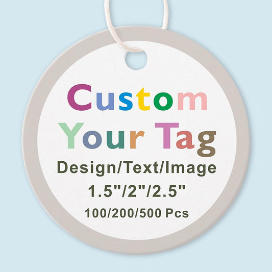 100/200/500 Pack Custom Round Tag Personalized Name Paper Tags Customize Any Logo Text Label Tags for Clothes Gift Jewelry Handmade Business Wedding Birthday Favors
