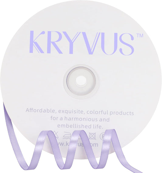 Lavender Satin Ribbon 1/4 inch X Continuous 100 Yards, Single Face Polyester Ribbon Perfect for Gift Wrapping, Flower Bouquet, Wedding Decor, Crafts, Bow Making, Sewing and More