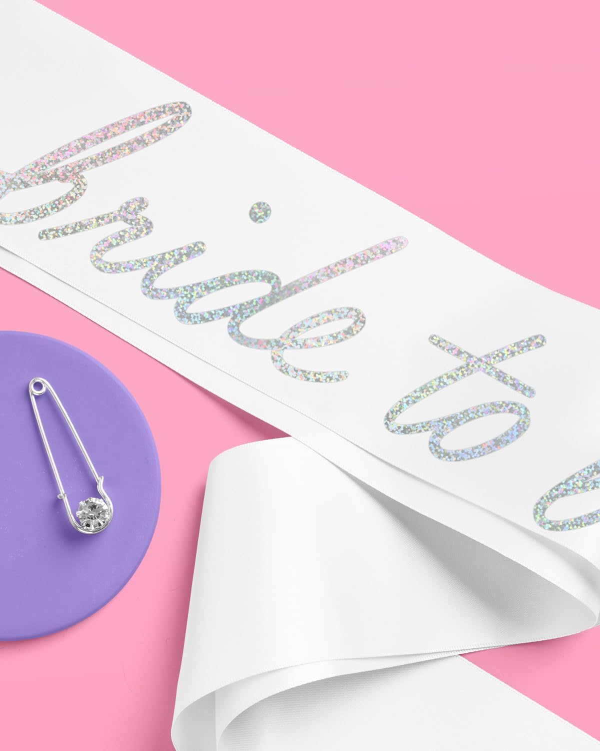 xo, Fetti White Satin Bride to Be Sash, Iridescent Foil | Bachelorette Wearable, Bridal Shower Accessory, Bridesmaid Gift, Bach Party Decoration, Engagement Party Supplies