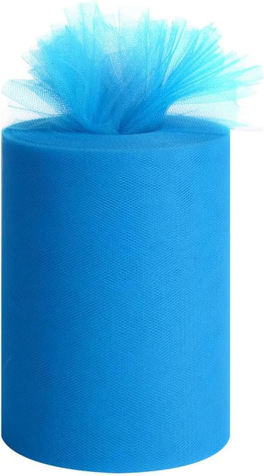 Tulle Rolls 6” by 100 Yards (300 feet) Tulle Roll Spool Fabric for DIY Tutu Skirts Wedding Baby Shower Crafts Decorations Party Supplies (Light Blue)