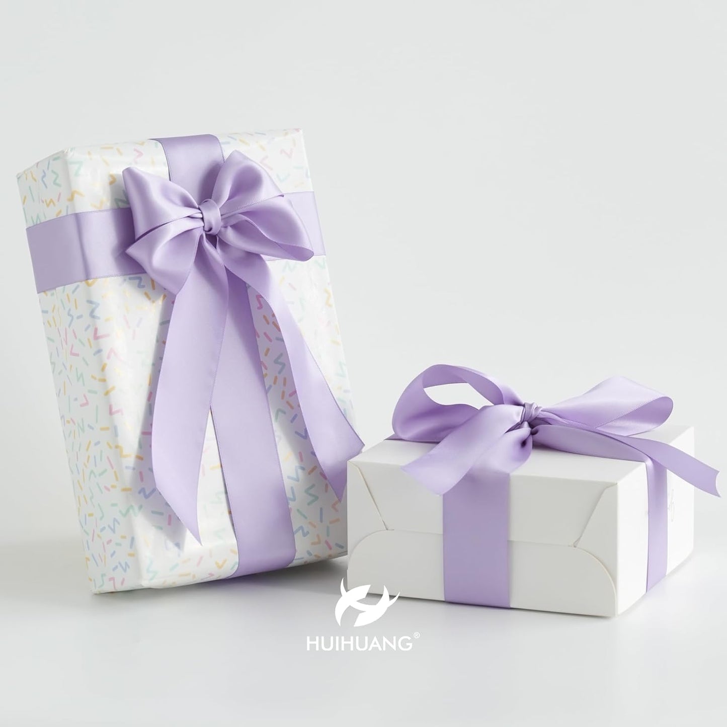 HUIHUANG Purple Satin Ribbon 1-1/2 inch x 50 Yards Lavender Purple Ribbon Double-Faced Satin Ribbon for Gift Wrapping, Bows, Flower Bouquet, Eternal Roses, Crafts, Wedding Holiday Party Decor