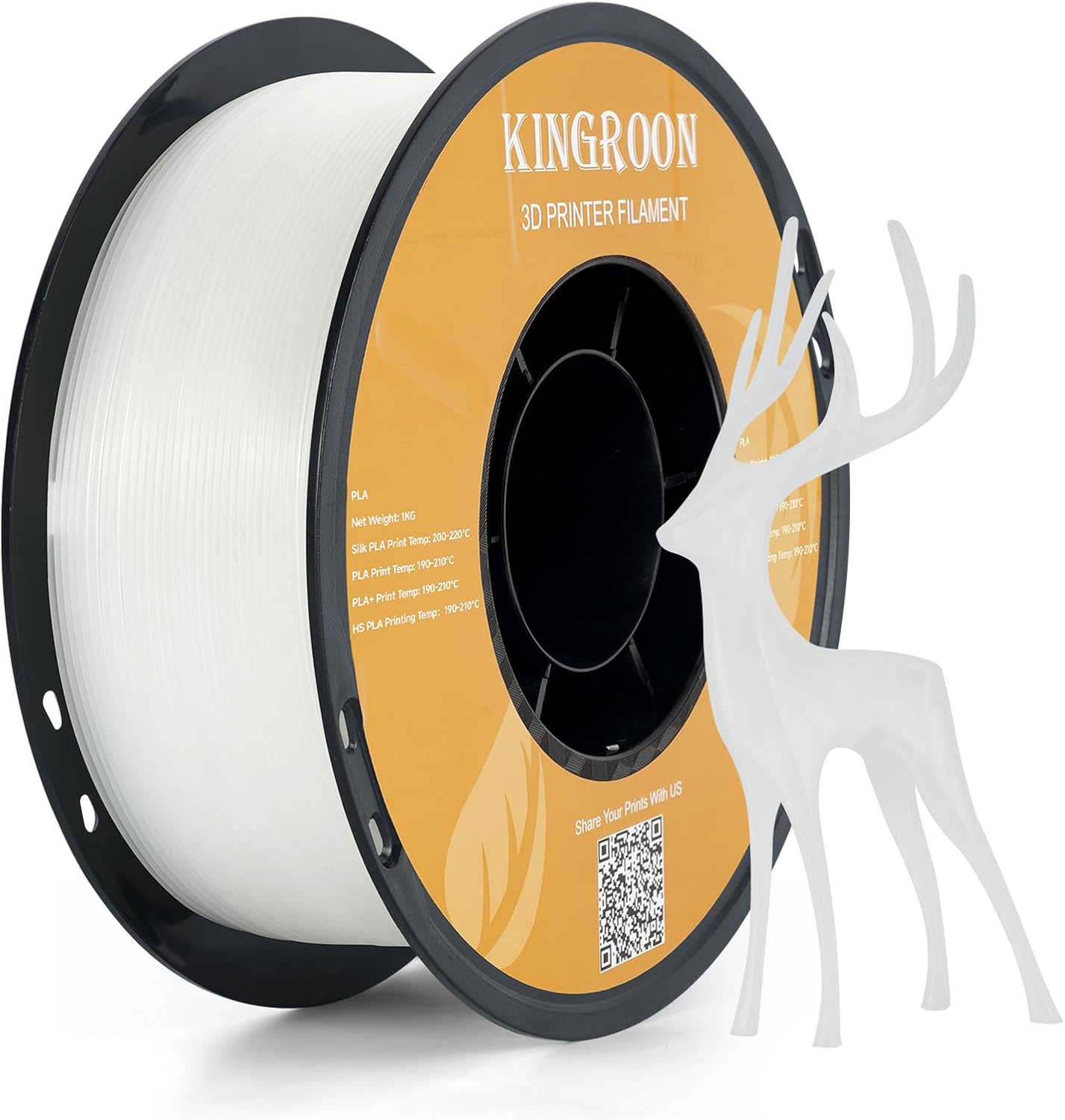 Kingroon PLA Filament 1.75mm 3D Printer Filament Transparent Pla Filament 1kg Filament Dimensional Accuracy +/- 0.02mm, Fit Most FDM Printer, Transparent