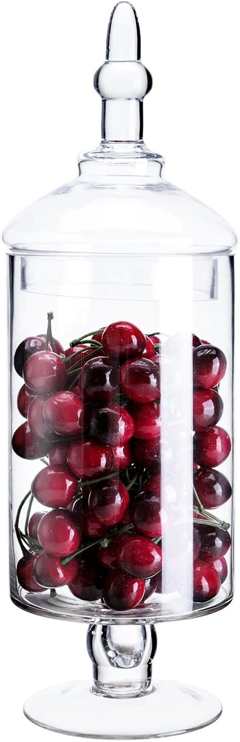 Glass Apothecary Jars, Clear Candy Bowl Dishes Holder Elegant Storage Buffet Display, Decorative Wedding Candy Organizer Canisters (Height: 15.5" Body: 5")