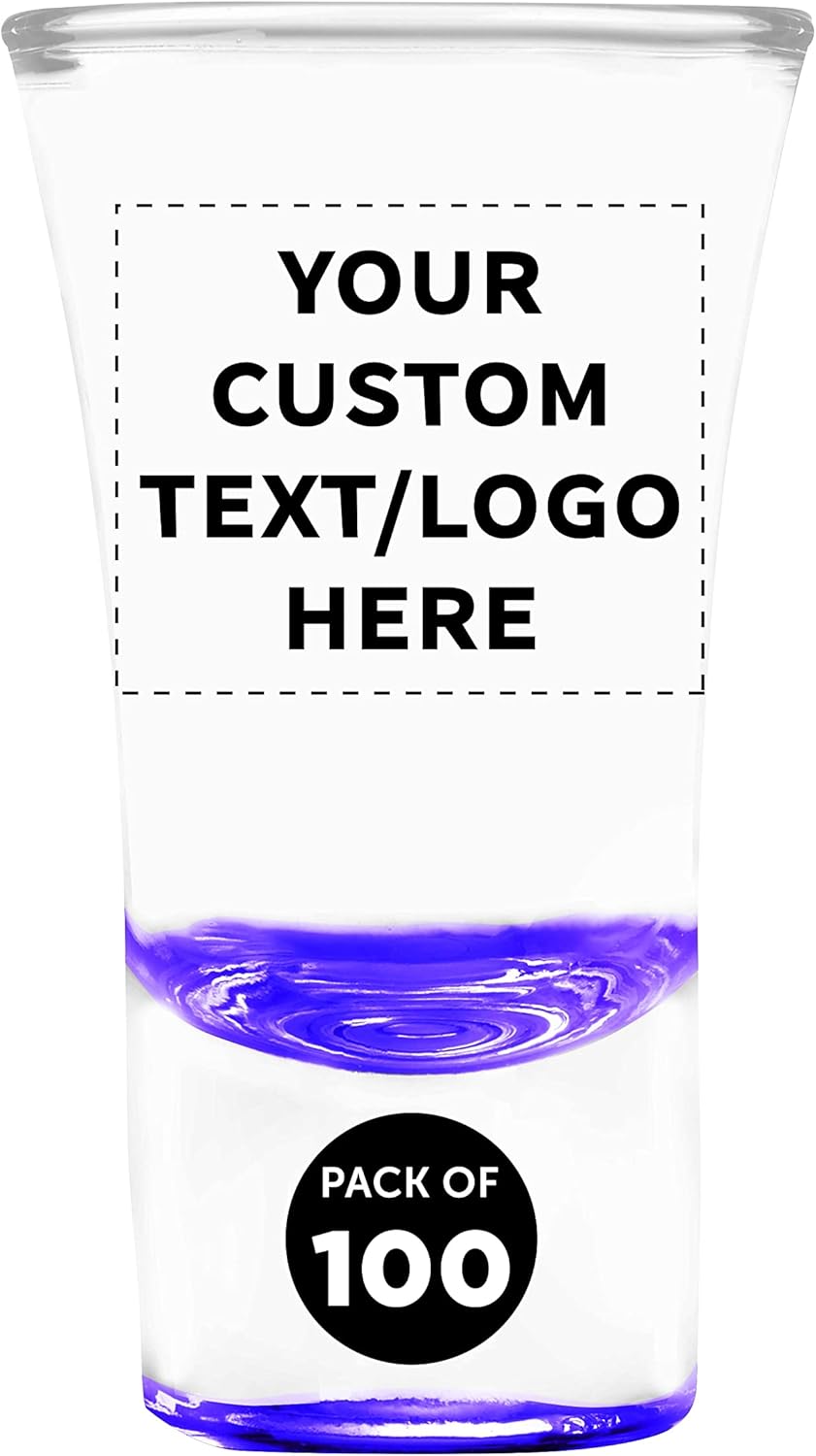 Custom 2 oz. Lord Shooter Etched Shot Glasses, 100 pack, Personalized Text, Logo, 21st Birthday Party, Lounge Glassware, Purple