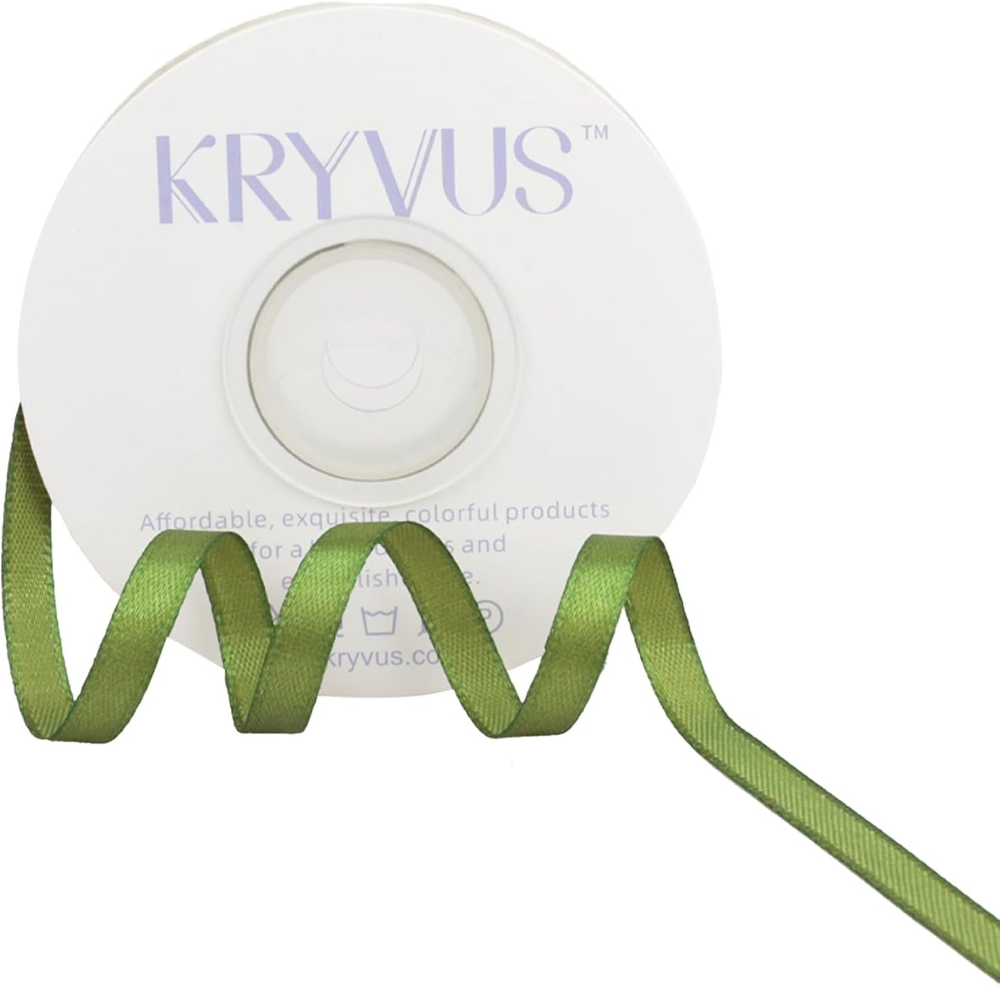 Olive Green Satin Ribbon 1/4 inch X Continuous 25 Yards, Single Face Polyester Ribbon Perfect for Gift Wrapping, Flower Bouquet, Wedding Decor, Crafts, Bow Making, Sewing and More