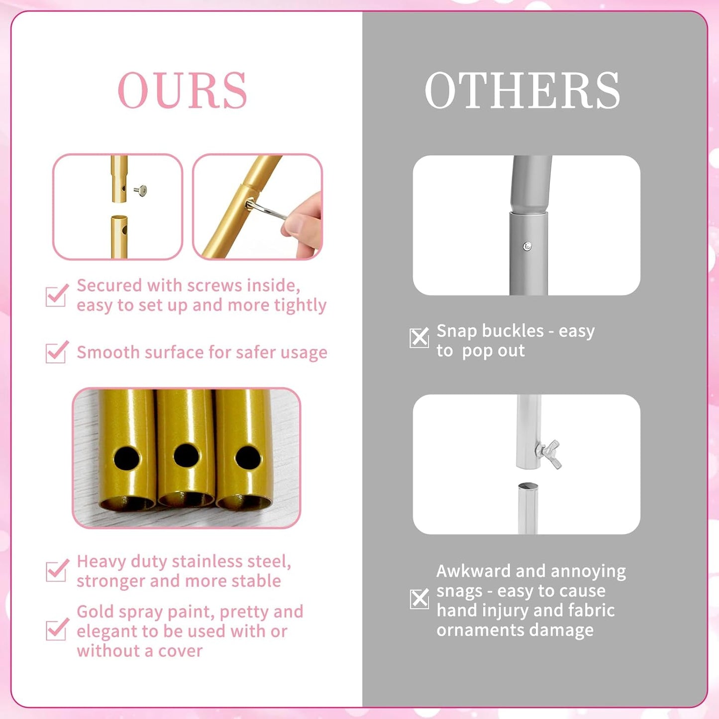 2pcs Arch Backdrop Stand - 7.2ft/6ft Gold Metal Flower Balloon Arch Frame Stand for Wedding, Birthday Party, Christmas, Baby Shower, Bridal Shower, Graduation Photography Decoration