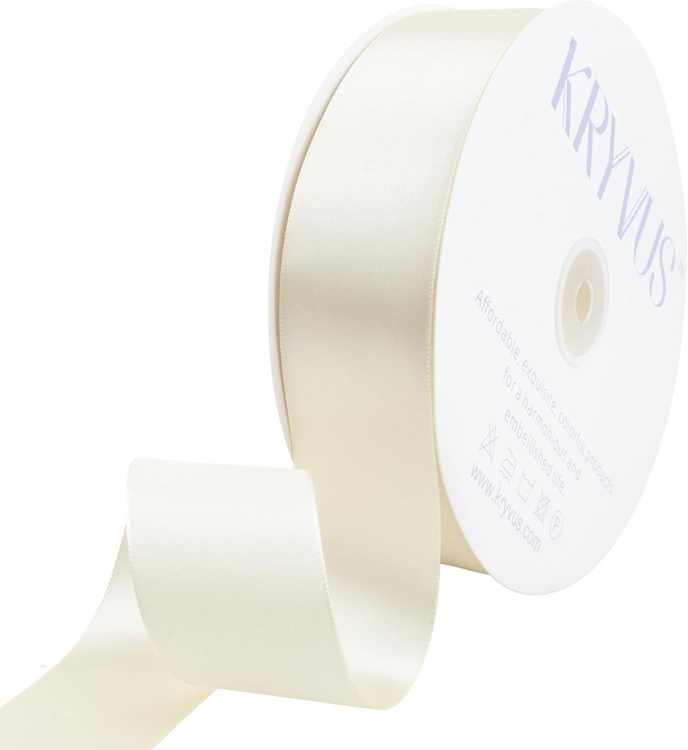 Beige Satin Ribbon 1-1/2 inch X Continuous 100 Yards, Single Face Polyester Ribbon Perfect for Gift Wrapping, Flower Bouquet, Wedding Decor, Crafts, Bow Making, Sewing and More