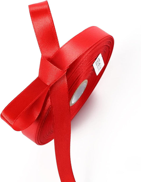 1/2 Inch Red Satin Ribbon 50 Yards Solid Fabric Ribbons for Gift Wrapping, Crafts and DIY Projects, Bows Making, Wedding, Party, Holiday Decor