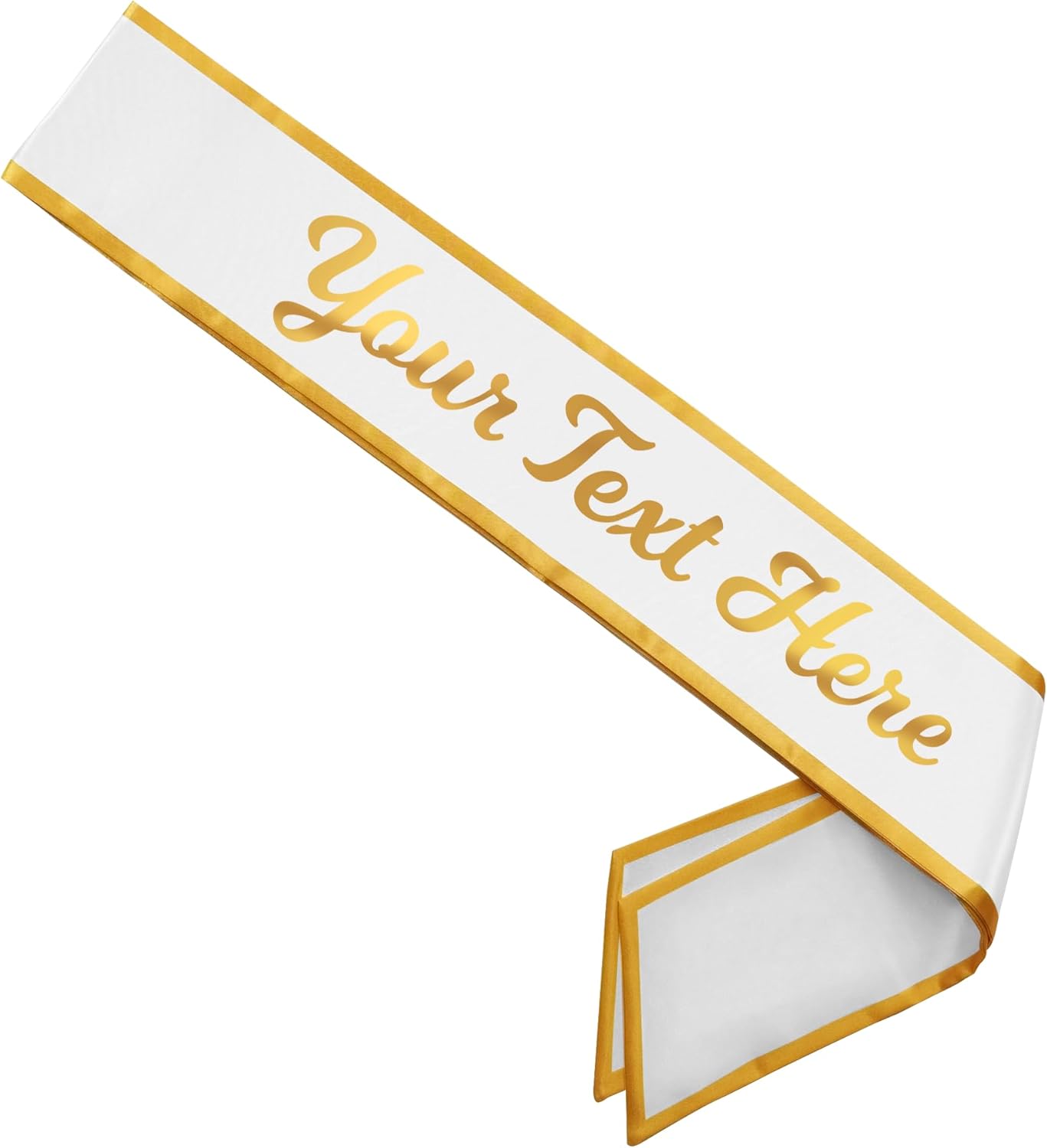 Personalized Double-Layered Sash White Sash with Golden Borders