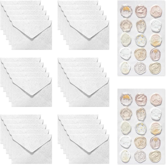 30 Pieces A6 Envelopes with 30 Seal Stickers, 6.32 x 4.45 inch Envelopes for 4 x 6 Wedding Invitation Cards, Greeting Cards, Graduation, Birthday Party Invitations, White.