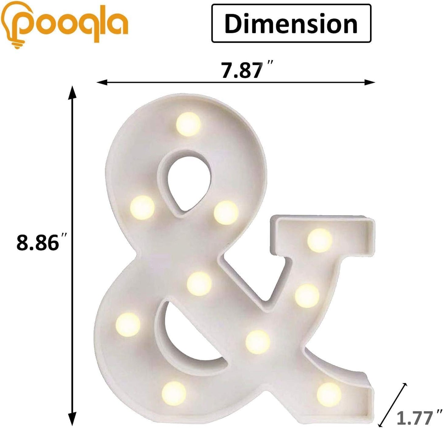 Pooqla LED Marquee Letter Lights, Warm White and Cool White Decorative Lighted Letters, Light Up Alphabet Letters for Boys Girls, Party, Wedding, Bar, Night Light, Birthday Decoration, Symbol &