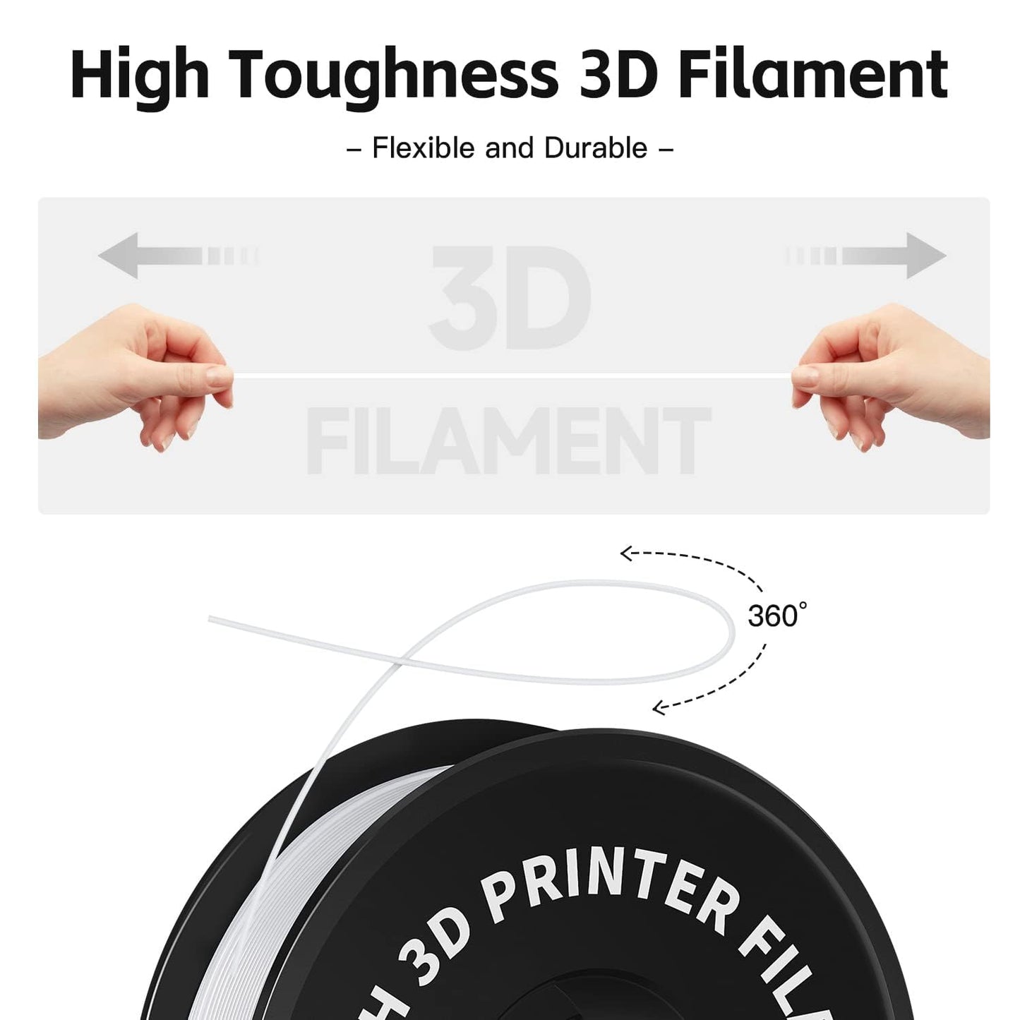 Geeetech 3D Printer Filament, PLA Filament 1.75mm Bundle 2kg for 3D Printer, Dimensional Accuracy +/- 0.02 mm (White 2-Pack)