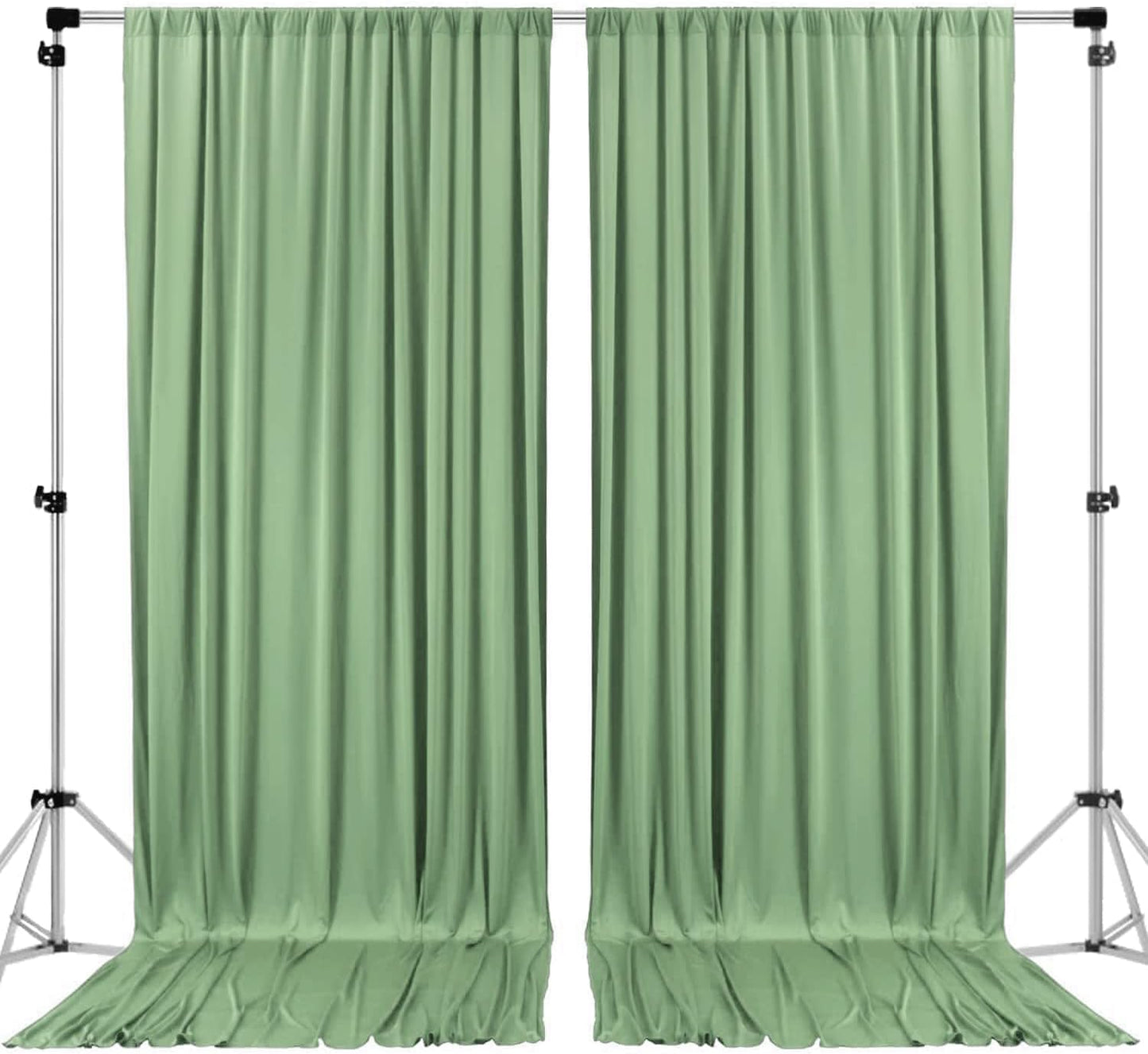 AK TRADING CO. 10 feet x 10 feet Sage IFR Polyester Backdrop Drapes Curtains Panels with Rod Pockets - Wedding Ceremony Party Home Window Decorations