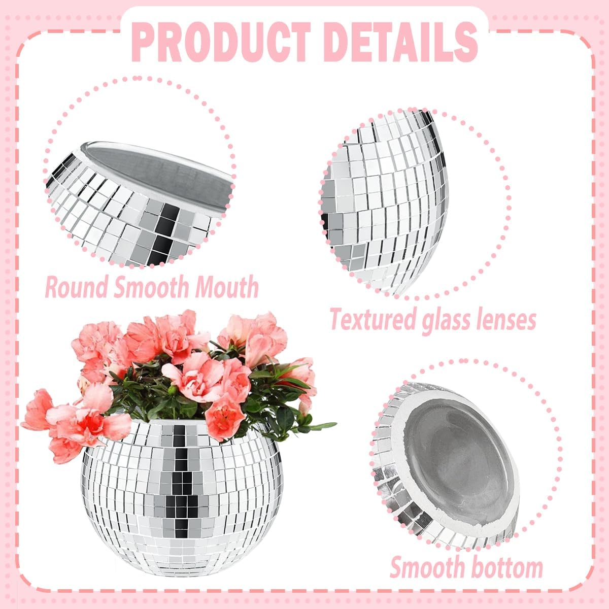 9 Pcs Disco Ball Vase,Glass Disco Ball Vases, Mirror Disco Balls,Candle Holder Vase,Disco Ball Decorations,Wedding Centerpieces,Birthday Parties,Bedroom,Office Decorations (5 x 6 inches)