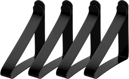 uxcell 4 Pack Tablecloth Clips, Stainless Steel Table Cloth Cover Clamps, 2.56" x 2.68" Windproof Holder Clips for Home Party Picnic Wedding Camping Dining Tables, Black