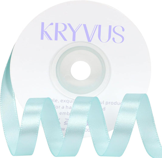 Light Blue Satin Ribbon 3/8 inch X Continuous 25 Yards, Single Face Polyester Ribbon Perfect for Gift Wrapping, Flower Bouquet, Wedding Decor, Crafts, Bow Making, Sewing and More