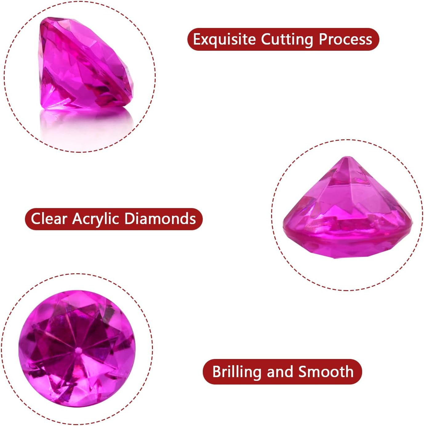 100 PCS Acrylic Diamond Gems, Rose Color Acrylic Diamonds Vase Filler 1 Inch Acrylic Gemstones Fake Gems Plastic Gems for Home Table Scatters Party, Event, Wedding, Arts & Crafts, Birthday Decorations