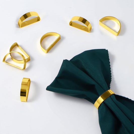 Gold Napkin Rings Set of 4, Iron Material Bright Gold Napkin Holder, Fall Thanksgiving Christmas Easter Napkins Rings for Daily Table Decor Wedding, Banquet, Party