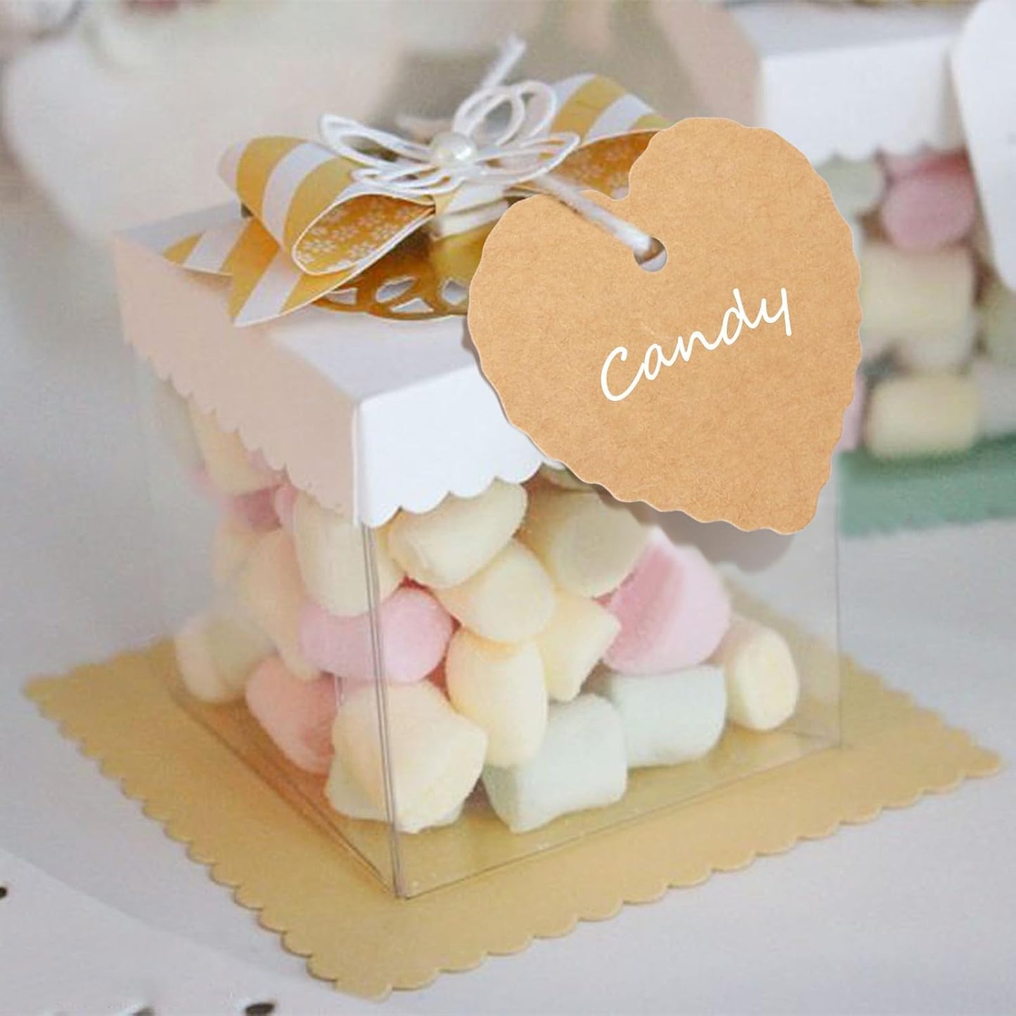 Custom Gift Tag, Personalized Favor Label, Kraft Wrapping Decoration, Wedding Supplies Birthday Party Craft, Thick Paper Hang Card with String (Heart Shape)