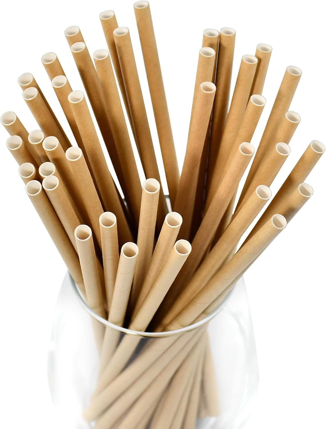 Brown Kraft Paper Straws for Drinking 7.75" x 0.24" - 100 Counts, for Bar, Restaurant, Food Supply, Catering