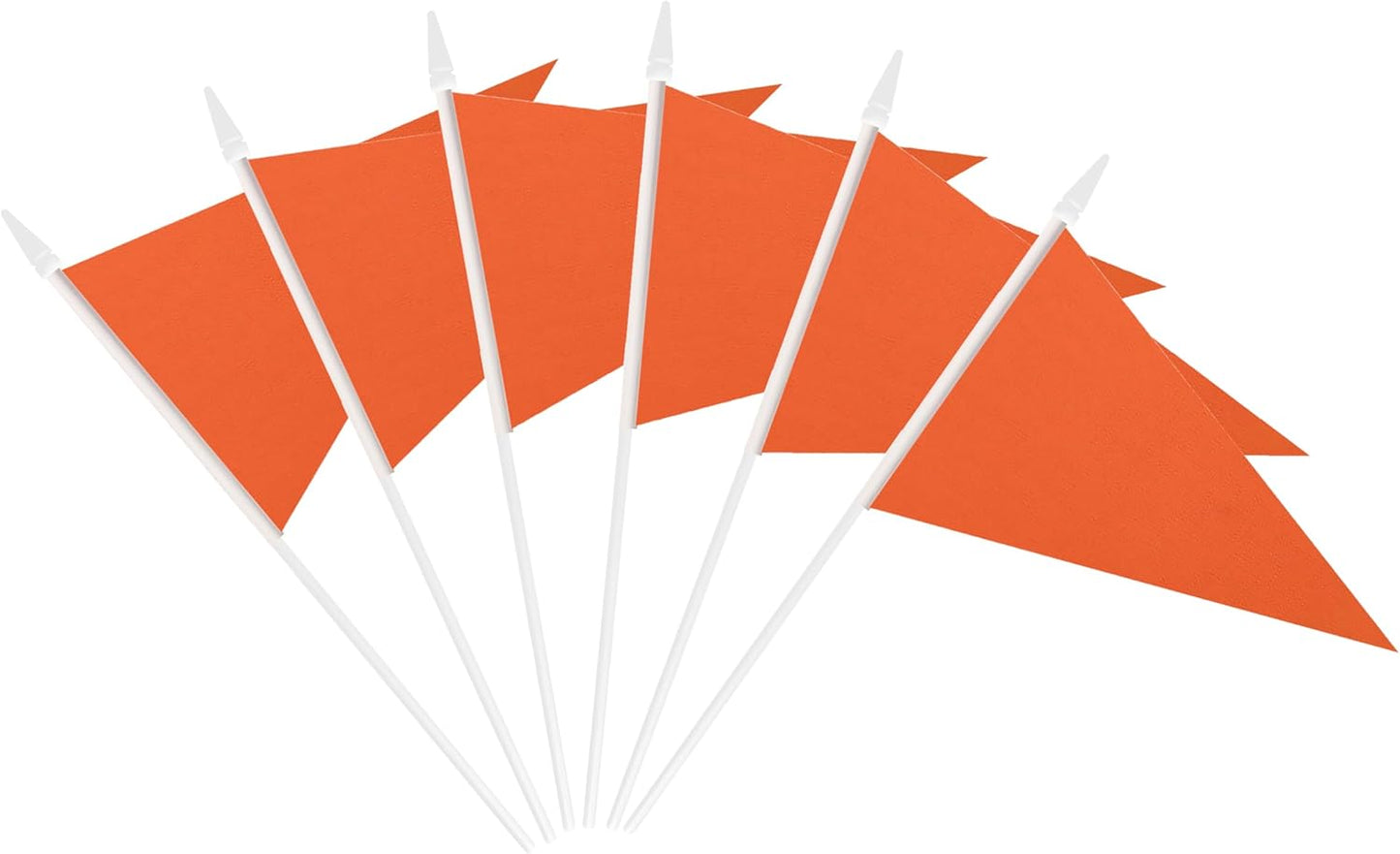 12 Pack Orange Pennant Flags Small Mini Hand Held Solid Color Pennant On Sticks Flags with 12.6"Solid Pole & Spear Top,Party Events Celebration,School,Grand Opening,Kids Birthday,Sports Clubs