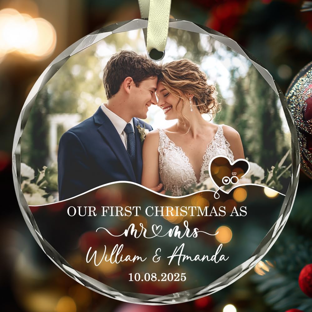 Personalized The Year We Became Mr & Mrs Christmas Ornament - Wedding Gifts for Couples 2025, Bridal Shower Ornaments - Wedding Gifts For Newlywed Couple, Him And Her
