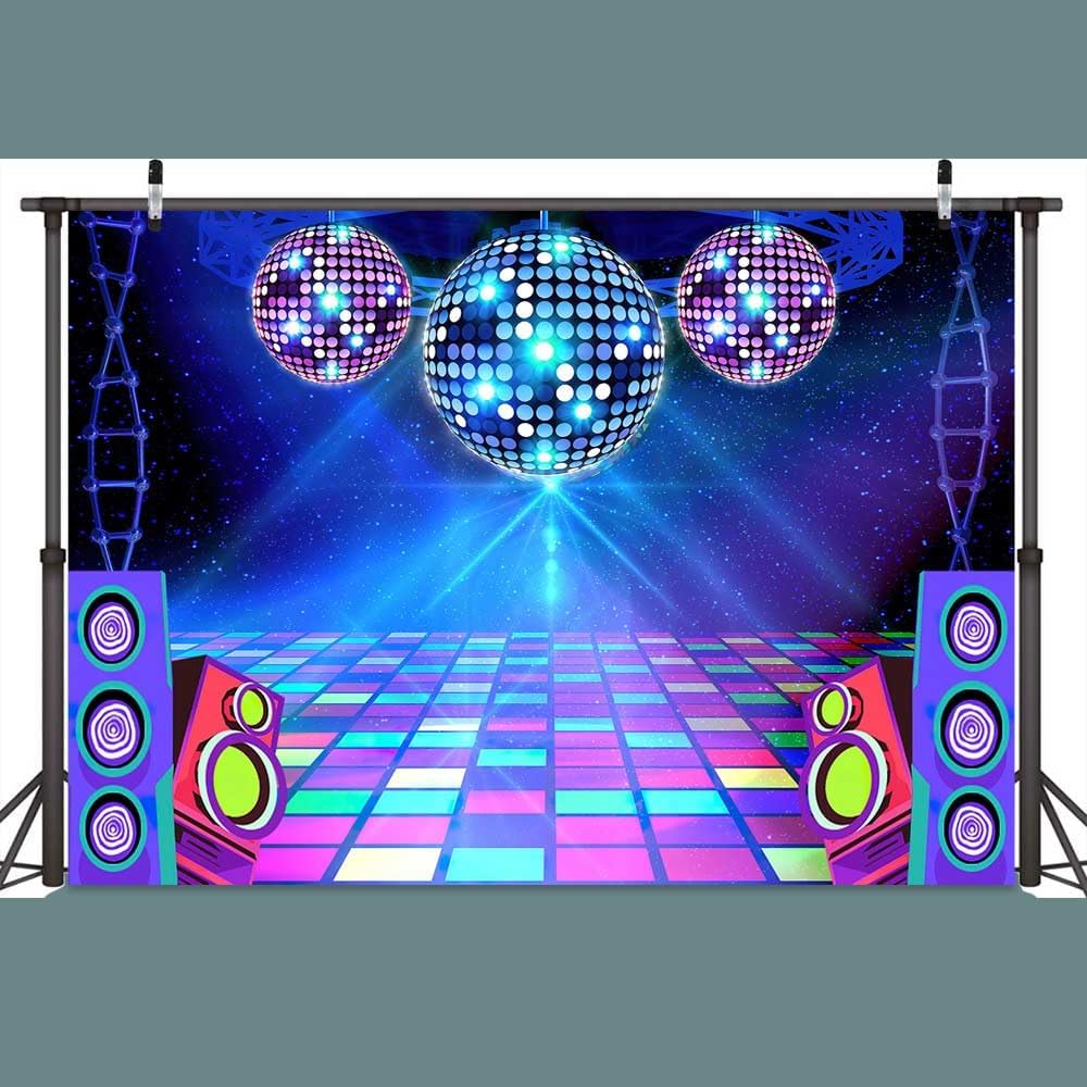 Dance Party Backdrop Retro 80s 90s Theme Stage Dance Ball Music Birthday Party Decoration DJ Photography Background 10 x 8 ft for Baby Shower Picture Photo Shoot Polyester Fabric, Red
