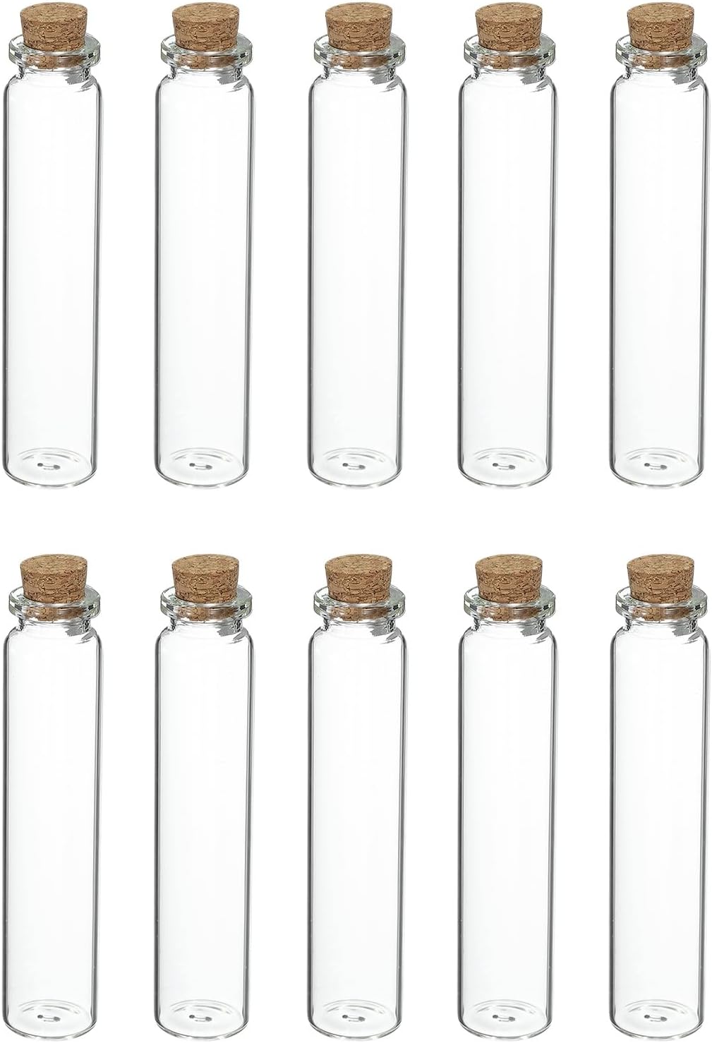 uxcell 10Pcs Mini Glass Bottles with Cork Stoppers, 25ml Small Clear Bottles Glass Empty Jars Vials for DIY Crafts Party Wedding Decor Favors